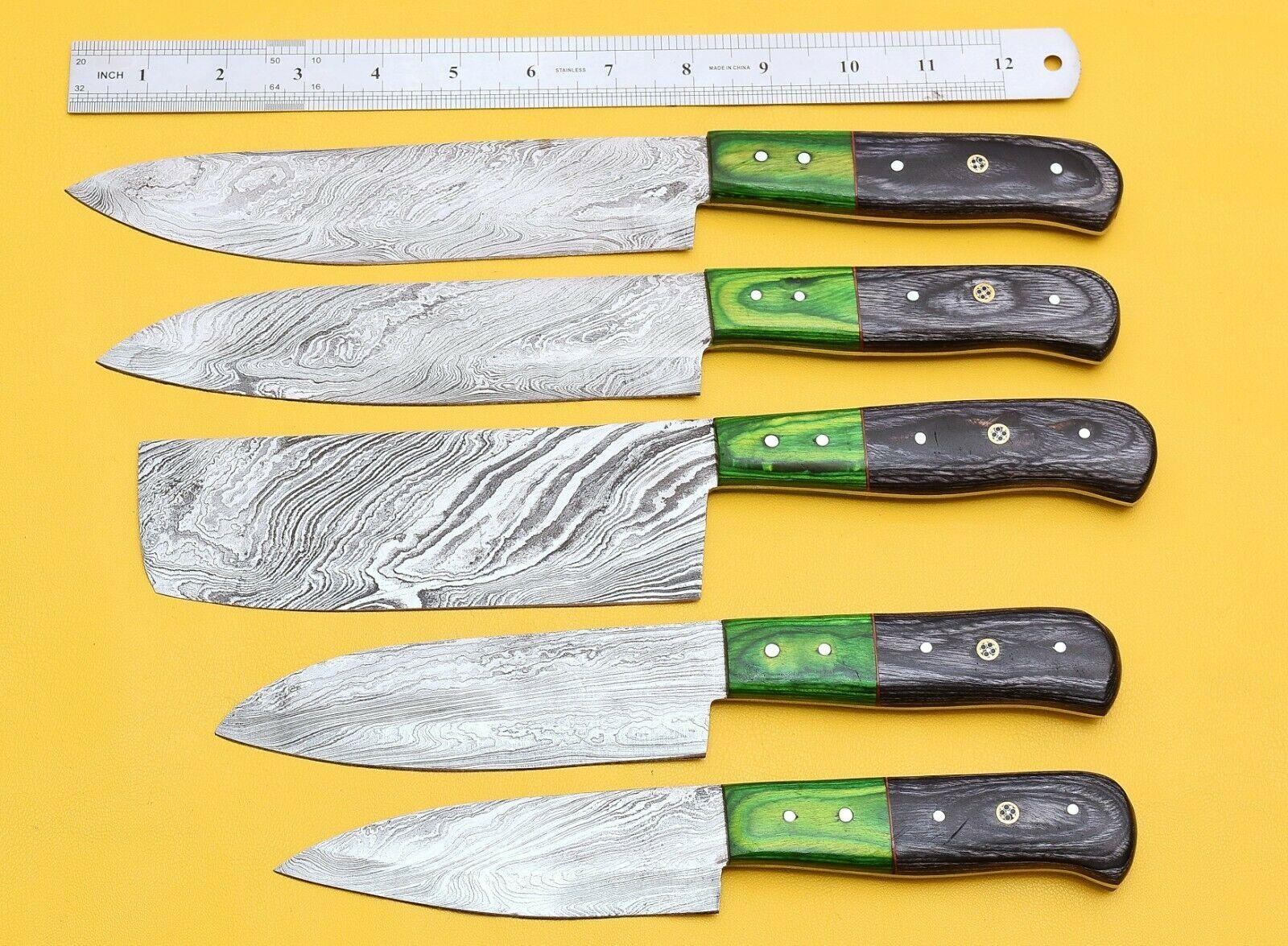 Premium Damascus Kitchen Knife Set  Hand Forged With Pakka Wood Grip 1