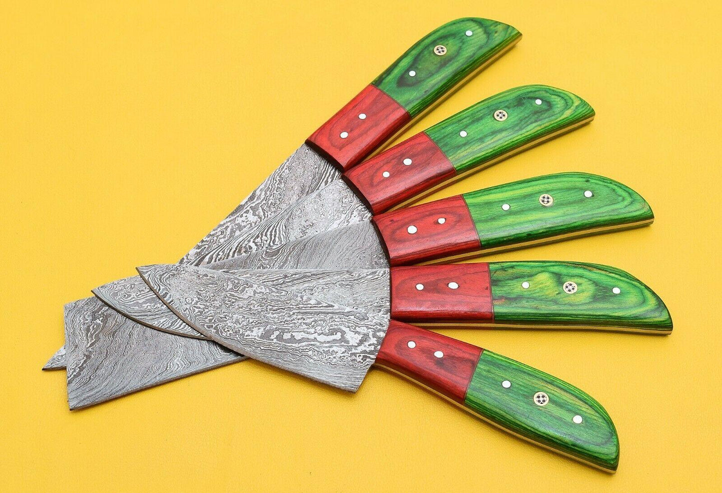 Damascus Steel Chef Knives Set  Handmade Kitchen Knives With Pakka Wood 2