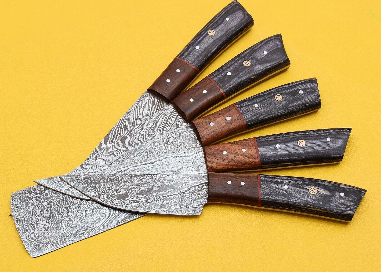 Professional Handmade Damascus Chef Knife Set With Pakka Wood Handles 2