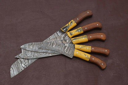 Custom Damascus Steel Kitchen Knives Set  Pakka Wood Chef Knife Collection 1