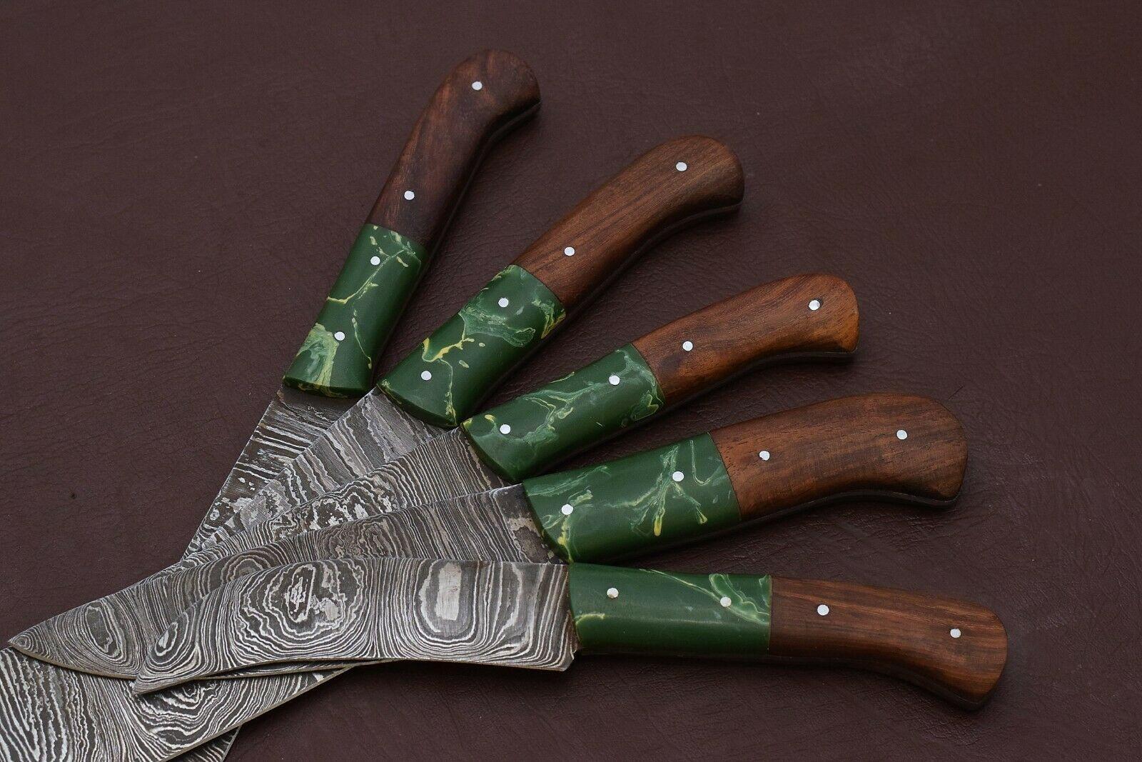 Handmade Damascus Steel Chef Knives Set  Kitchen Knife Set With Pakka Wood Handles 3