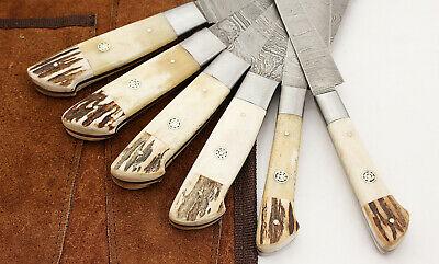 Handmade Damascus Steel 6Piece Chef Knife Set With Real Stag Handles 1