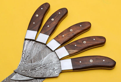 Handmade Damascus Steel Chef Knife Set  Rose Wood Handle 3