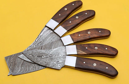 Handmade Damascus Steel Chef Knife Set  Rose Wood Handle 1