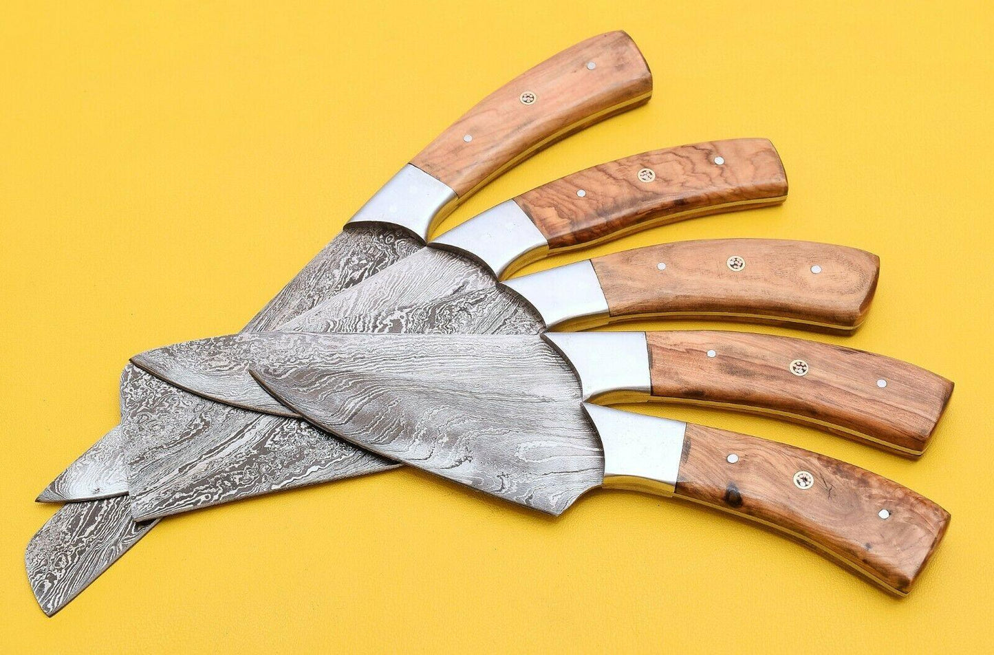 Handmade Damascus Steel Chef Knife Set  Popular Wood Handle Kitchen Knives 2