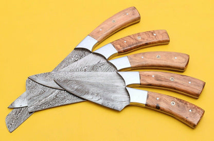 Handmade Damascus Steel Chef Knife Set  Popular Wood Handle Kitchen Knives 2