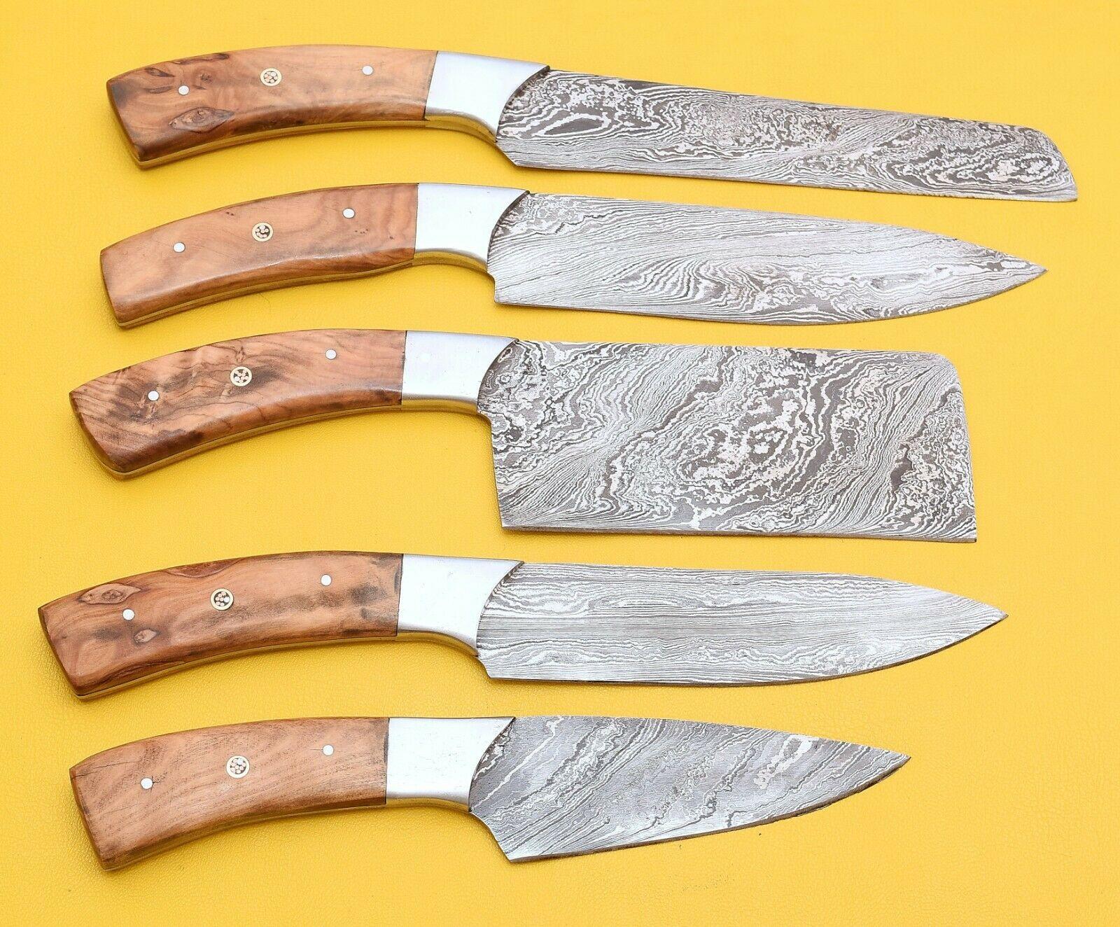 Handmade Damascus Steel Chef Knife Set  Popular Wood Handle Kitchen Knives 1