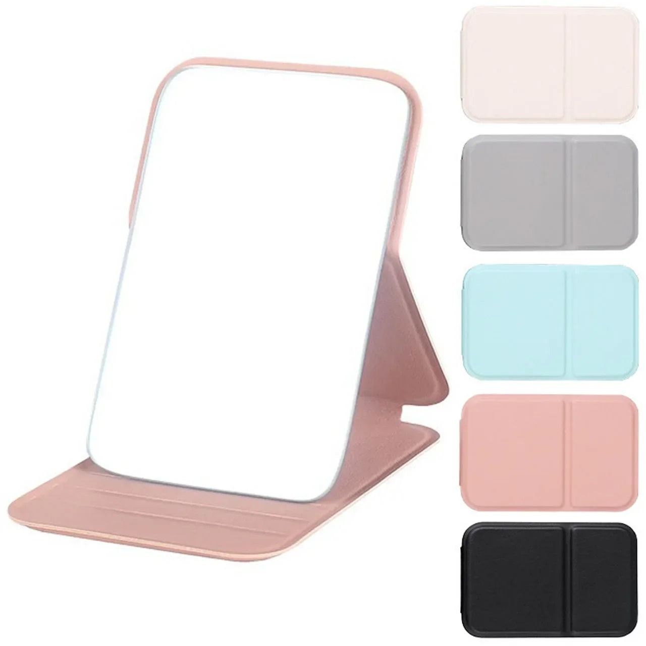 Foldable PU Leather Desktop Makeup Mirror Compact Portable
