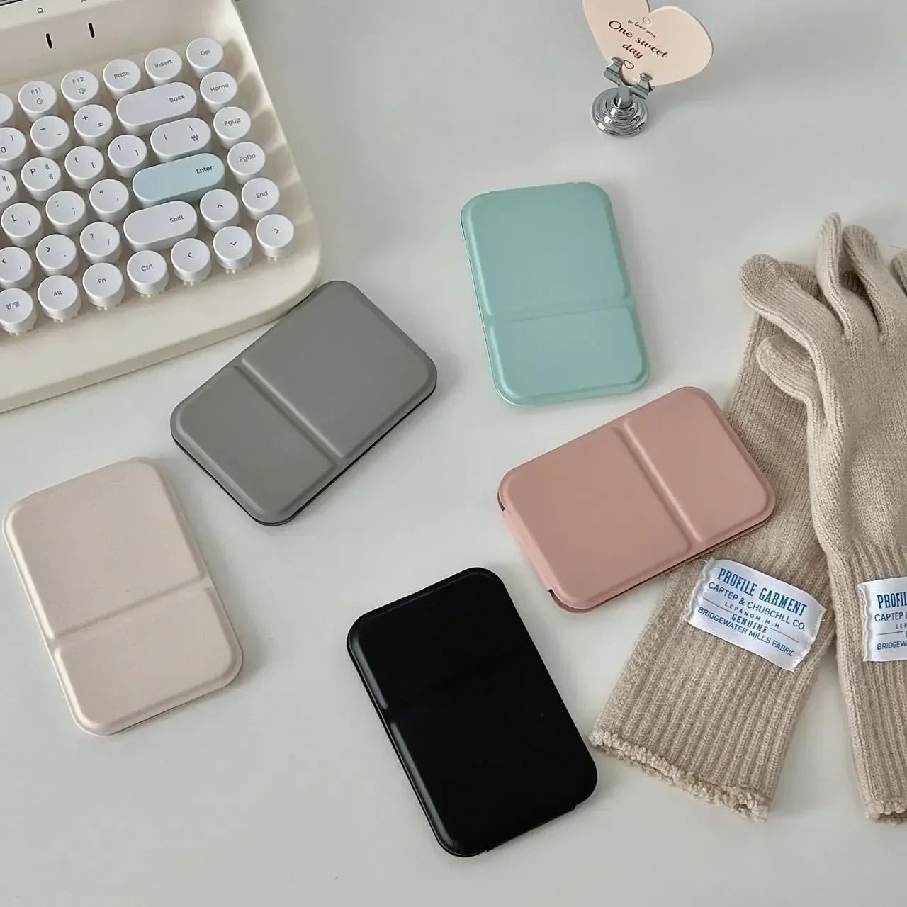 Foldable PU Leather Desktop Makeup Mirror Compact Portable 1