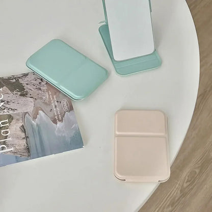 Foldable PU Leather Desktop Makeup Mirror Compact Portable 3