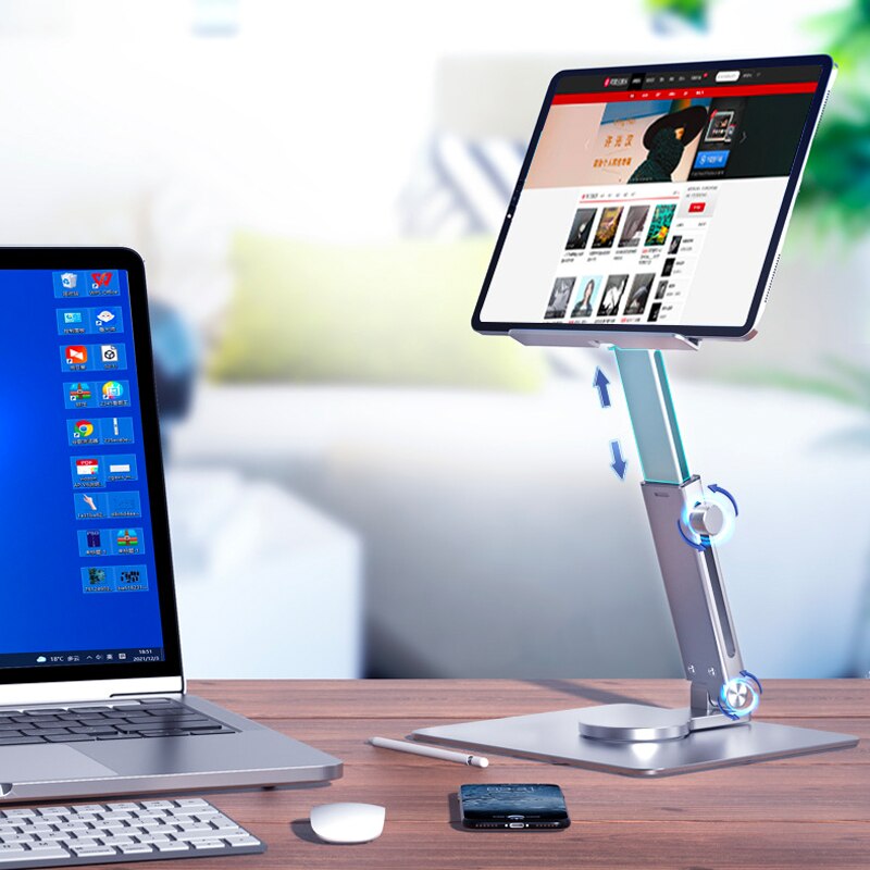 Adjustable Desk Holder Mount Riser Aluminum Tablet Stand 360 Rotating Folding For IPad Pro Air 4 Mi 1
