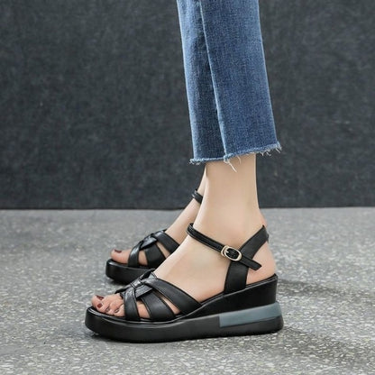 Casual Retro Hollow Button Sandals Women Summer NewWomens Sandals Fashion OpenToe Comfortable Slope 3