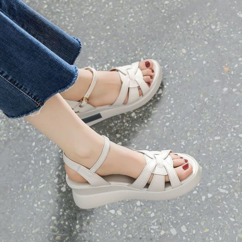 Casual Retro Hollow Button Sandals Women Summer NewWomens Sandals Fashion OpenToe Comfortable Slope 2