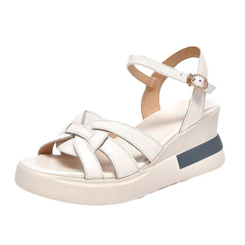 Casual Retro Hollow Button Sandals Women Summer NewWomens Sandals Fashion OpenToe Comfortable Slope 5