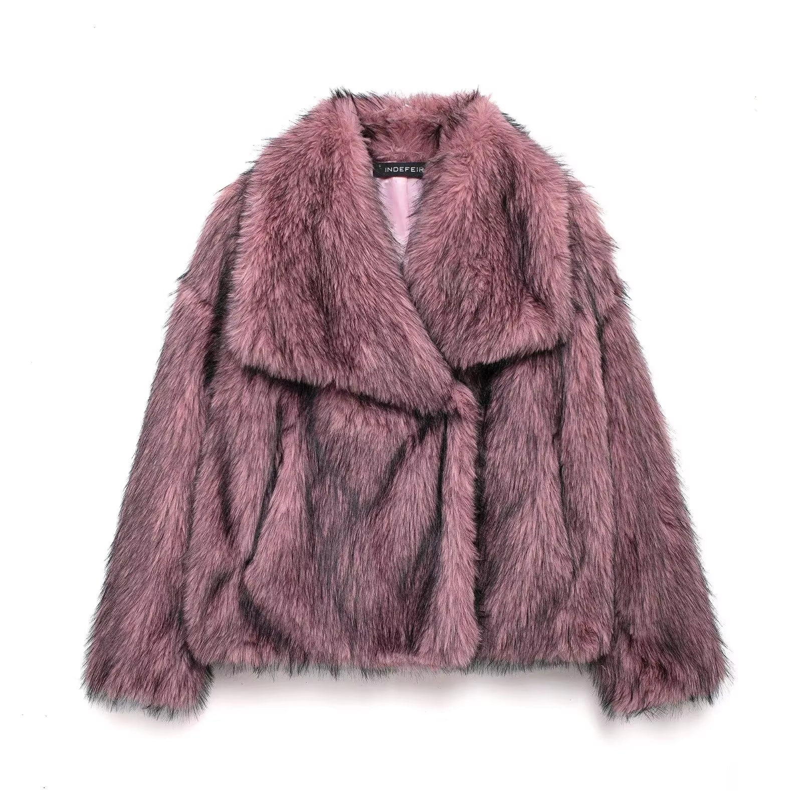 Elegant Women's Faux Fur Coat, Warm Fluffy Jacket, Long Sleeve Lapel Outerwear, Loose High Street Fashion for Autumn