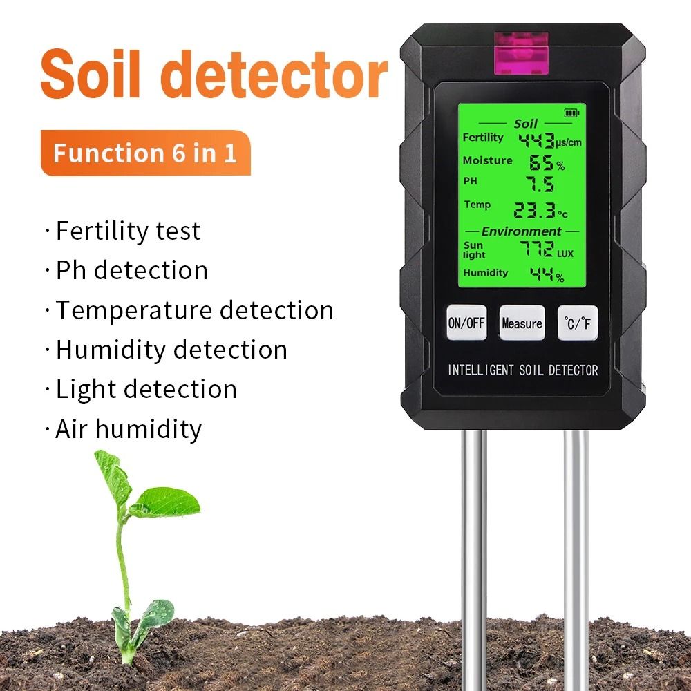 6 in 1 Digital Soil Tester Multifunction Garden Meter