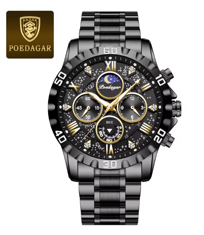 Luxury Stainless Steel Chronograph Watch For Men Waterproof Quartz Design 10