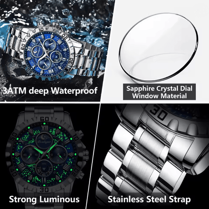 Luxury Stainless Steel Chronograph Watch For Men Waterproof Quartz Design 3