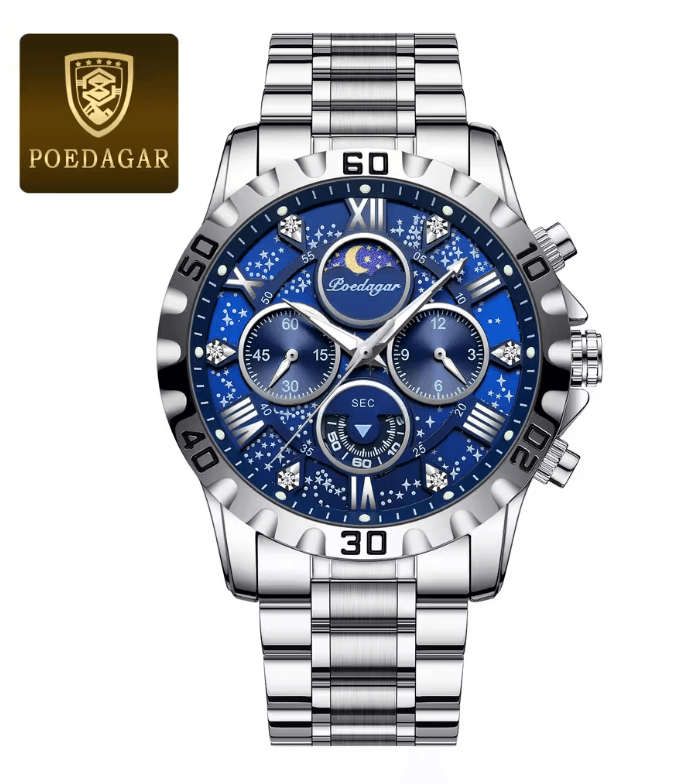 Luxury Stainless Steel Chronograph Watch For Men Waterproof Quartz Design 5