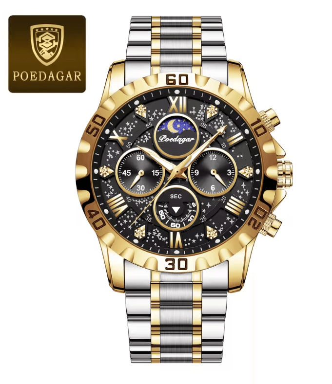 Luxury Stainless Steel Chronograph Watch For Men Waterproof Quartz Design 8