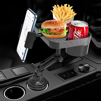 Adjustable Car Cup Holder, Phone Stand Mount, Food Organized Tray, 360 Degree Rotation, Drink Accessories for iPhone