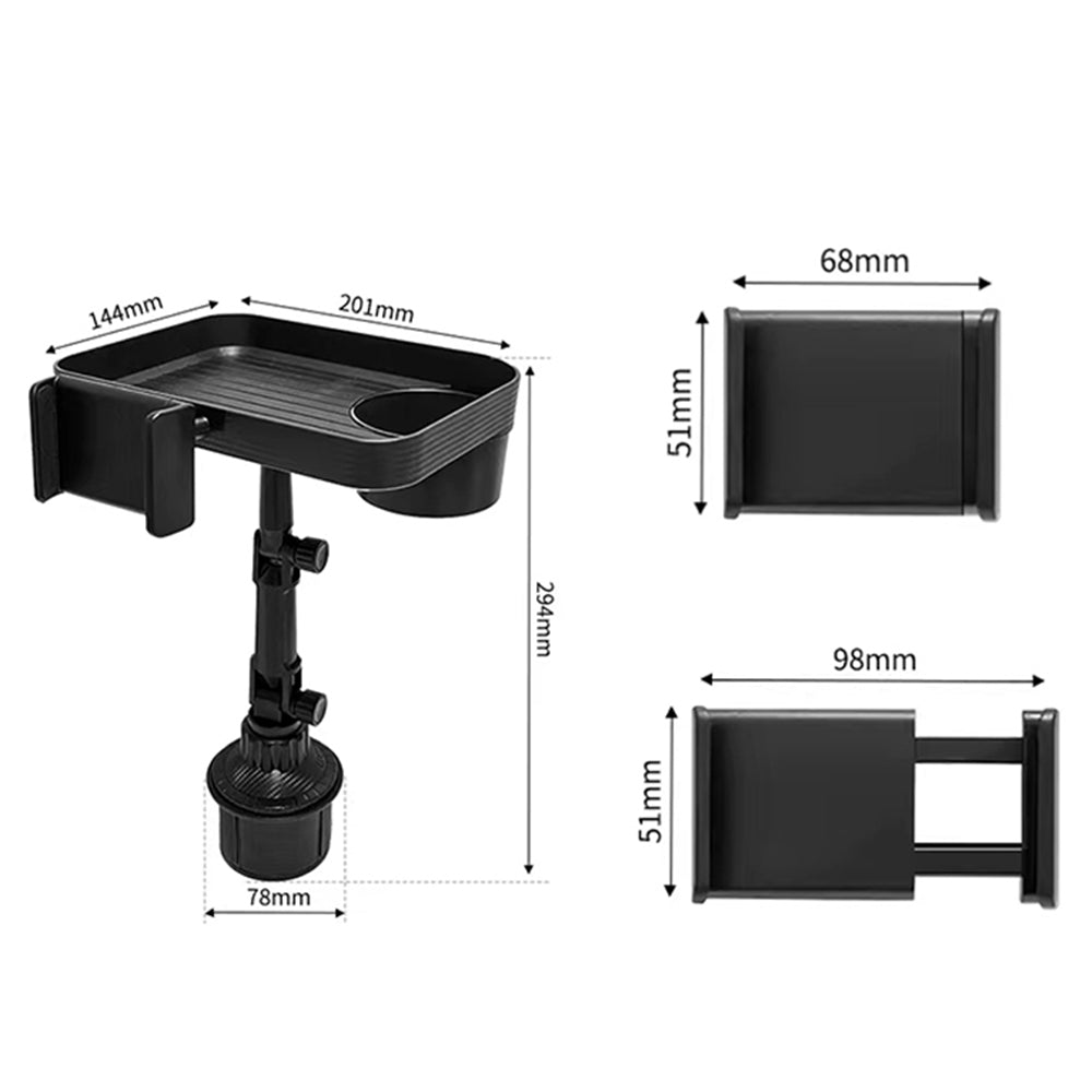 Adjustable Car Cup Holder, Phone Stand Mount, Food Organized Tray, 360 Degree Rotation, Drink Accessories for iPhone