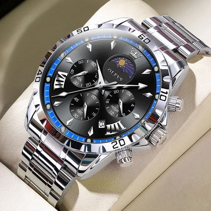 Mens Moon Phase Skeleton Watch With Luminous Hands 4