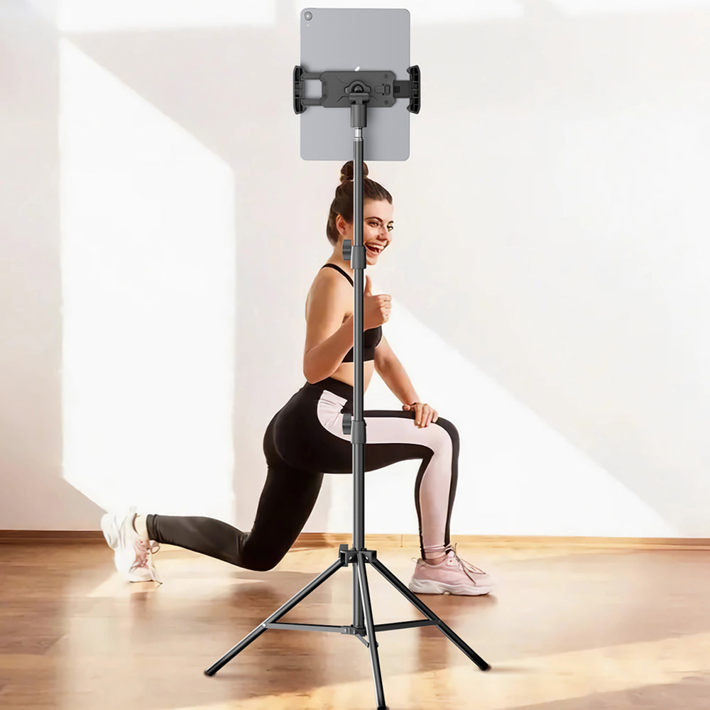 Foldable Portable Universal Mount, Adjustable Tripod Tablet Floor Stand, 360° Rotating Holder for 4-14 Inch Tablets