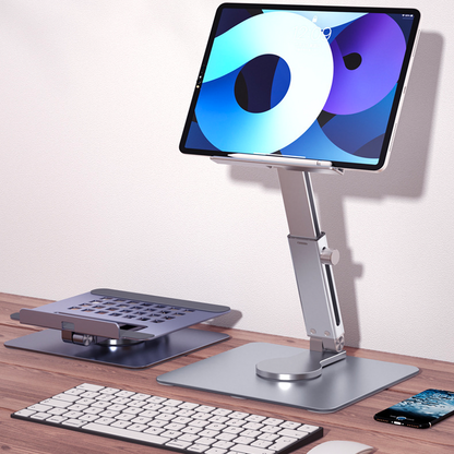 Foldable 360° Rotating Hands Desktop, Desk Aluminum Alloy Tablet Stand Holder, Mount Anti Slip For iPad Pro Xiaomi
