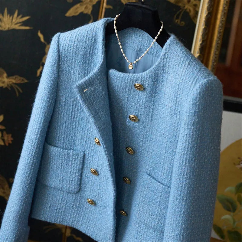 European Vintage Fashion Jacket, Women's Slimming Tweed Style, Early Autumn Socialite Short Jacket