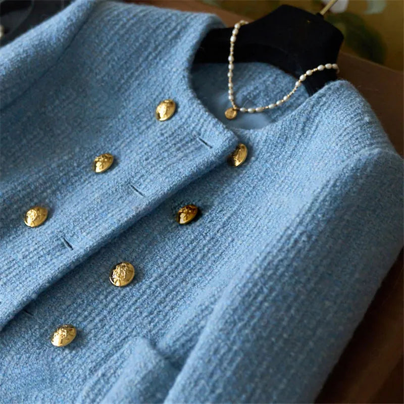 European Vintage Fashion Jacket, Women's Slimming Tweed Style, Early Autumn Socialite Short Jacket