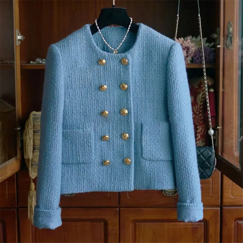 European Vintage Fashion Jacket, Women's Slimming Tweed Style, Early Autumn Socialite Short Jacket