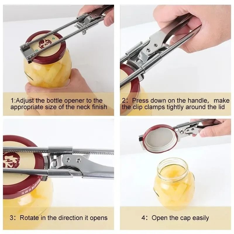 Adjustable Multi Function Stainless Steel Bottle And Jar Opener 5