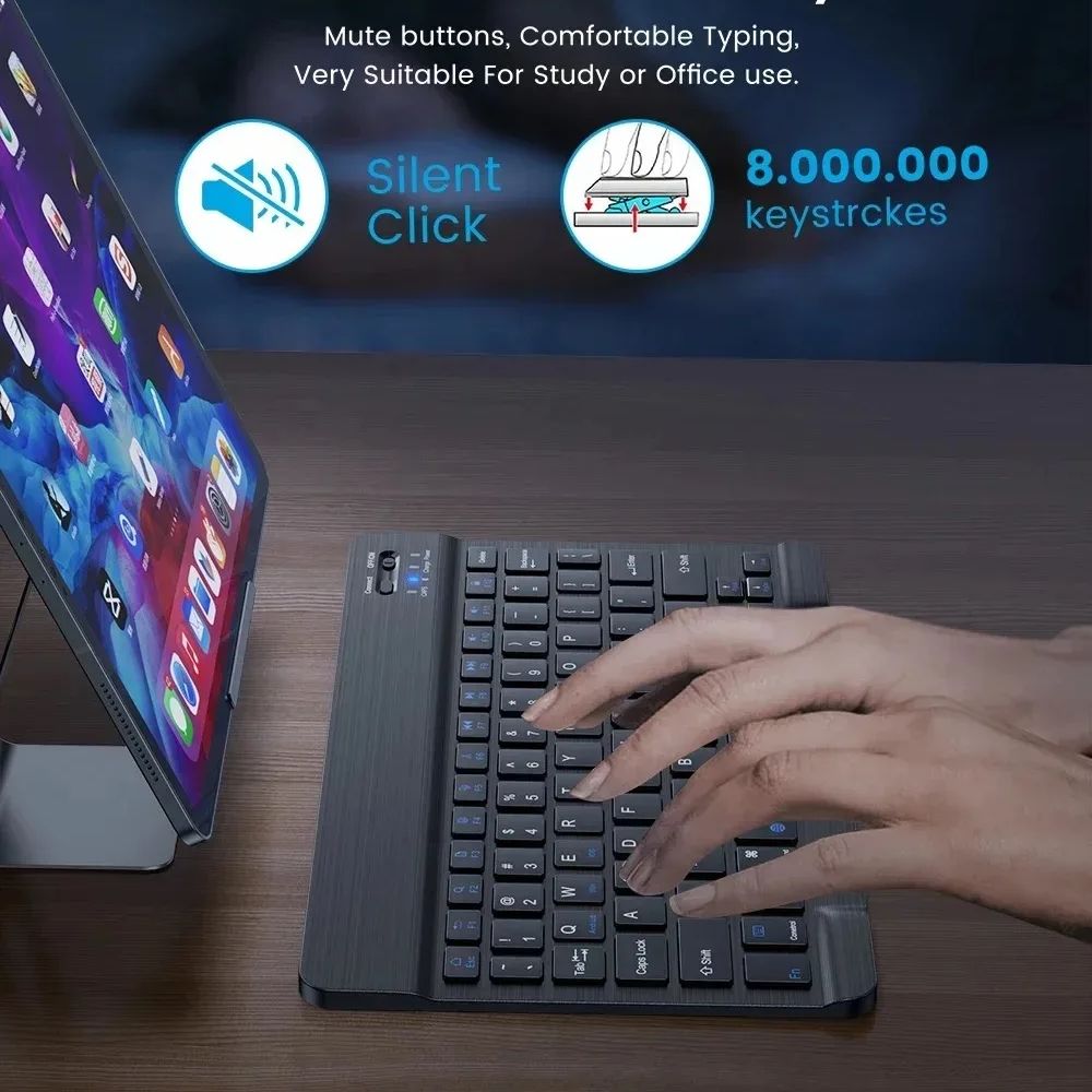 Rechargeable Wireless Gaming Keyboard for iOS, Android, Windows, Smart Phone, iPad, PC, Laptop, Bluetooth-Compatible