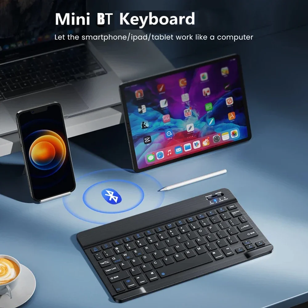 Rechargeable Wireless Gaming Keyboard for iOS, Android, Windows, Smart Phone, iPad, PC, Laptop, Bluetooth-Compatible