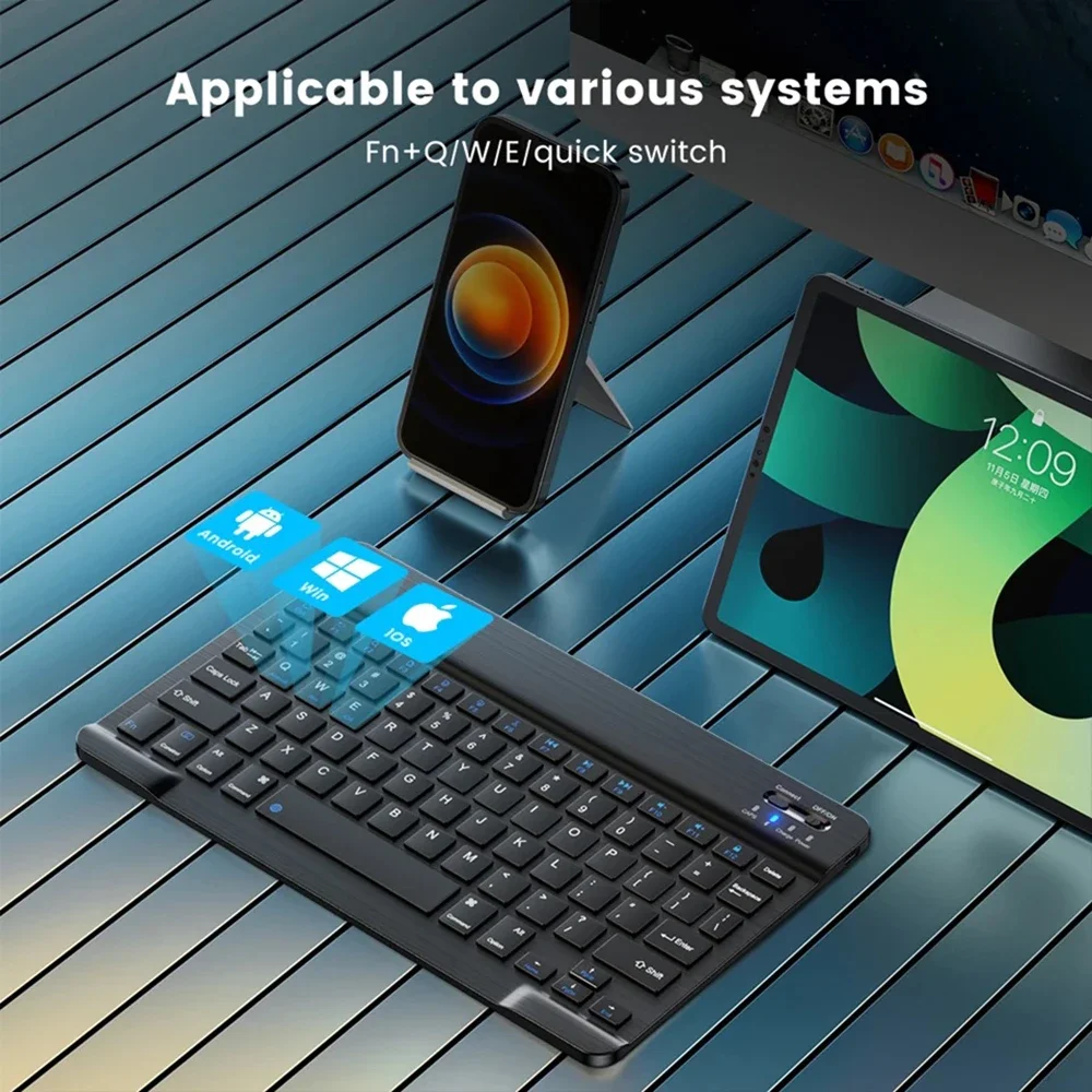 Rechargeable Wireless Gaming Keyboard for iOS, Android, Windows, Smart Phone, iPad, PC, Laptop, Bluetooth-Compatible