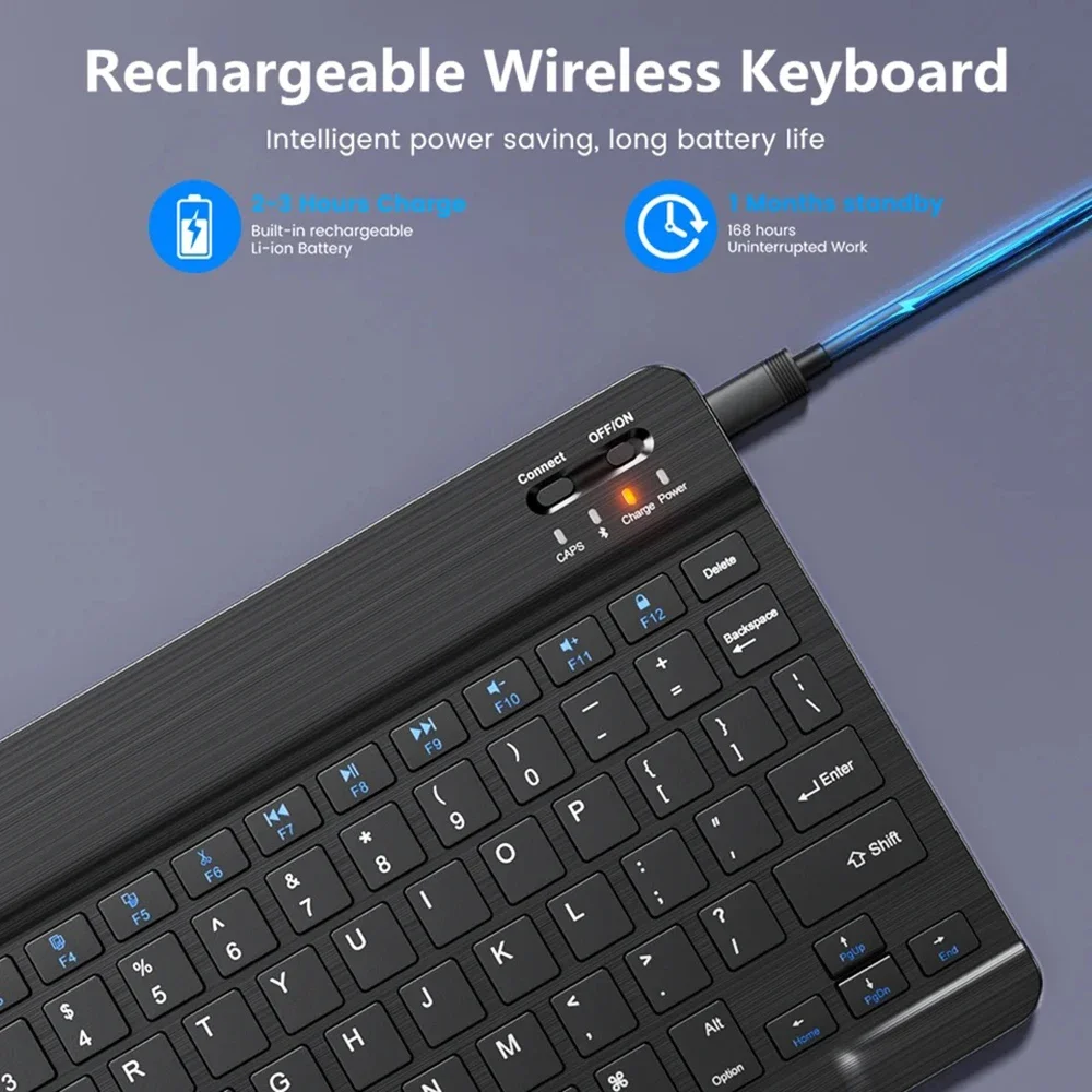 Rechargeable Wireless Gaming Keyboard for iOS, Android, Windows, Smart Phone, iPad, PC, Laptop, Bluetooth-Compatible