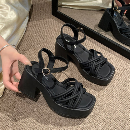 Summer Casual Waterproof Sandals for Women, Fashionable Platform Wedges with Increased Heel, Stylish Roman Loafers