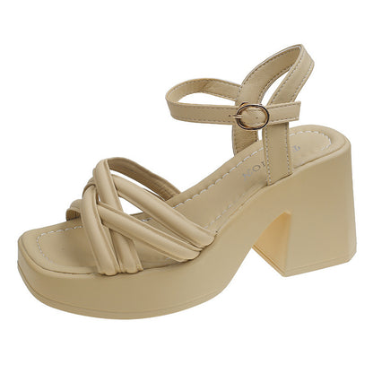 Summer Casual Waterproof Sandals for Women, Fashionable Platform Wedges with Increased Heel, Stylish Roman Loafers