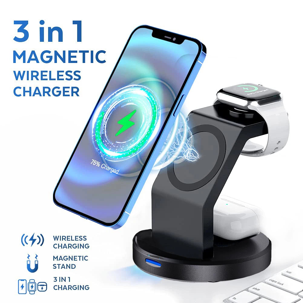 MagSafe Fast Charging Station 3 In 1 Magnetic Wireless Charger Stand IWatch AirPods Dock 1