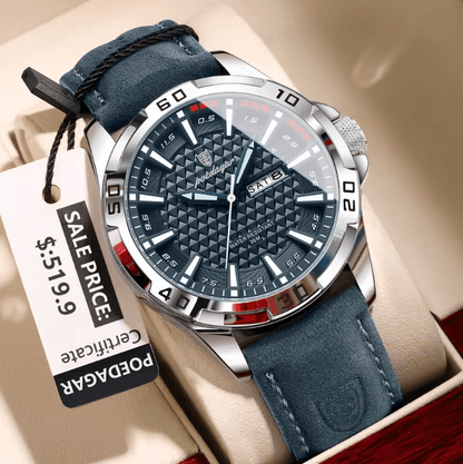 Luxury Leather Quartz Watch For Men Waterproof Luminous Sport Design 4