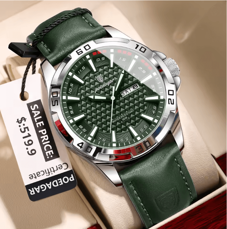 Luxury Leather Quartz Watch For Men Waterproof Luminous Sport Design 5