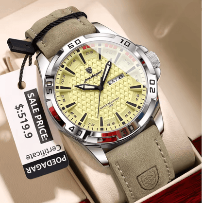 Luxury Leather Quartz Watch For Men Waterproof Luminous Sport Design 6