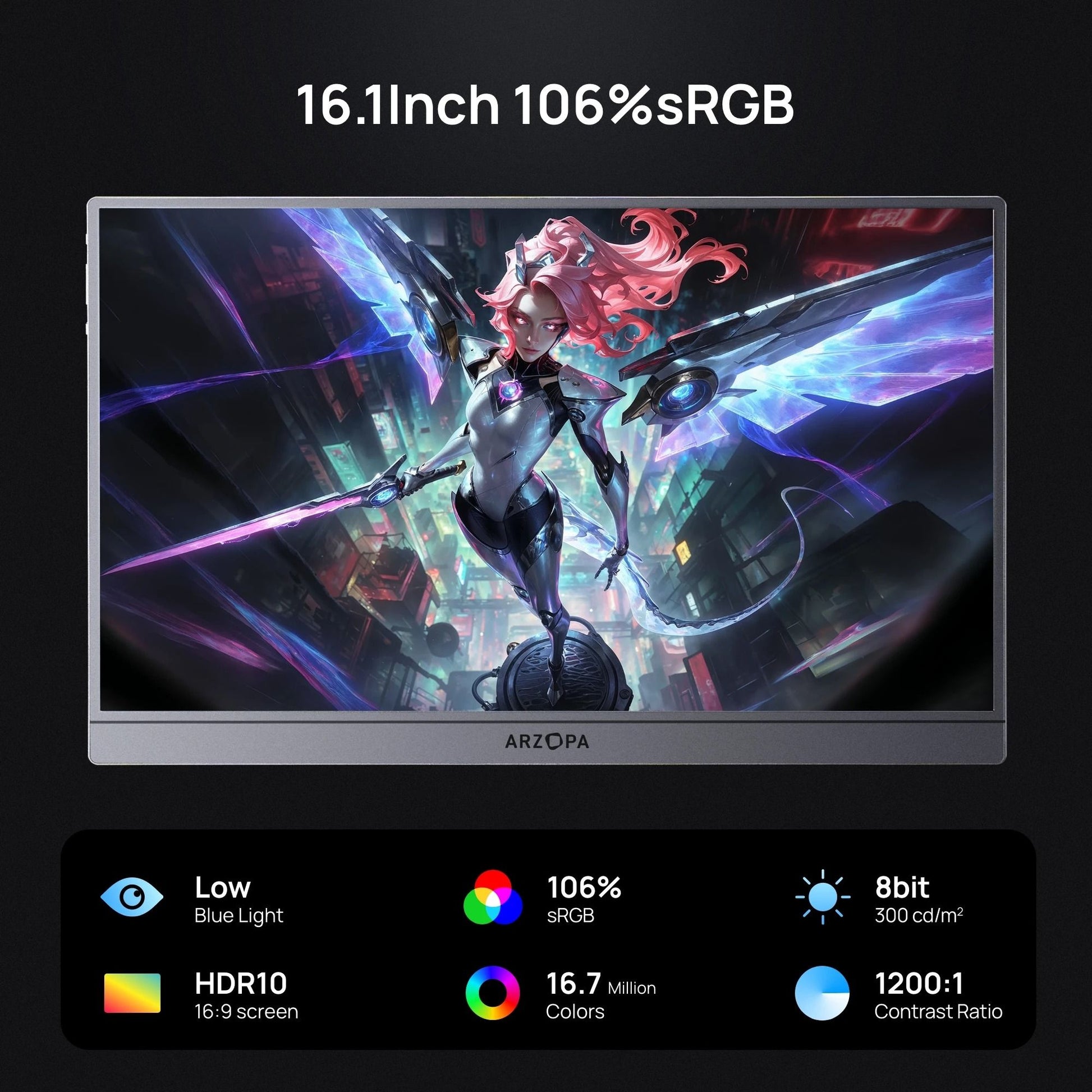 161 Inch 144Hz Portable Monitor With Wide Color Display And Protective Sleeve 2