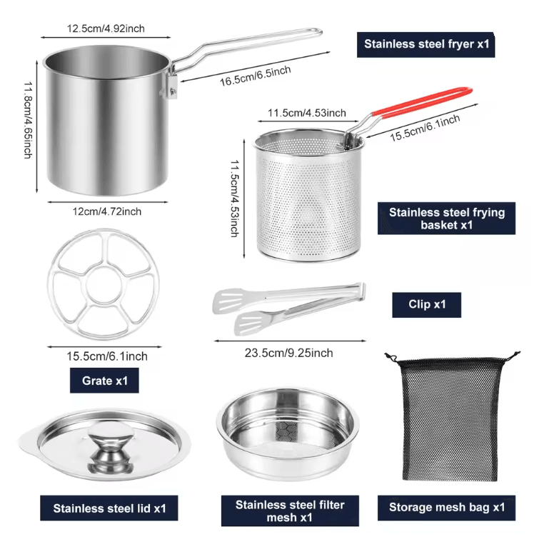 Stainless Steel Deep Fryer Pot With Basket For Home Cooking And Frying 6