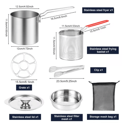 Stainless Steel Deep Fryer Pot With Basket For Home Cooking And Frying 6