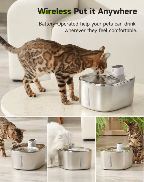Wireless Cat Water Fountain 4L Automatic Pet Drinking Dispenser With Sensor 2