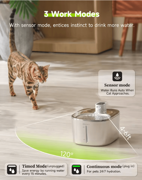 Wireless Cat Water Fountain 4L Automatic Pet Drinking Dispenser With Sensor 3