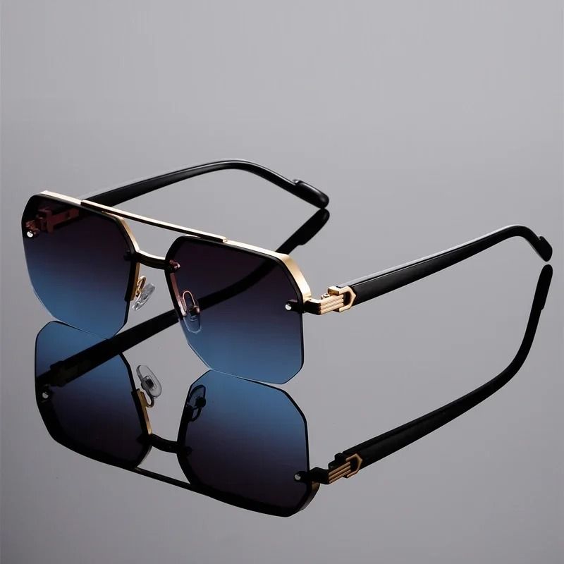 Oversized Semi Rimless Sunglasses With Gradient Lenses 1