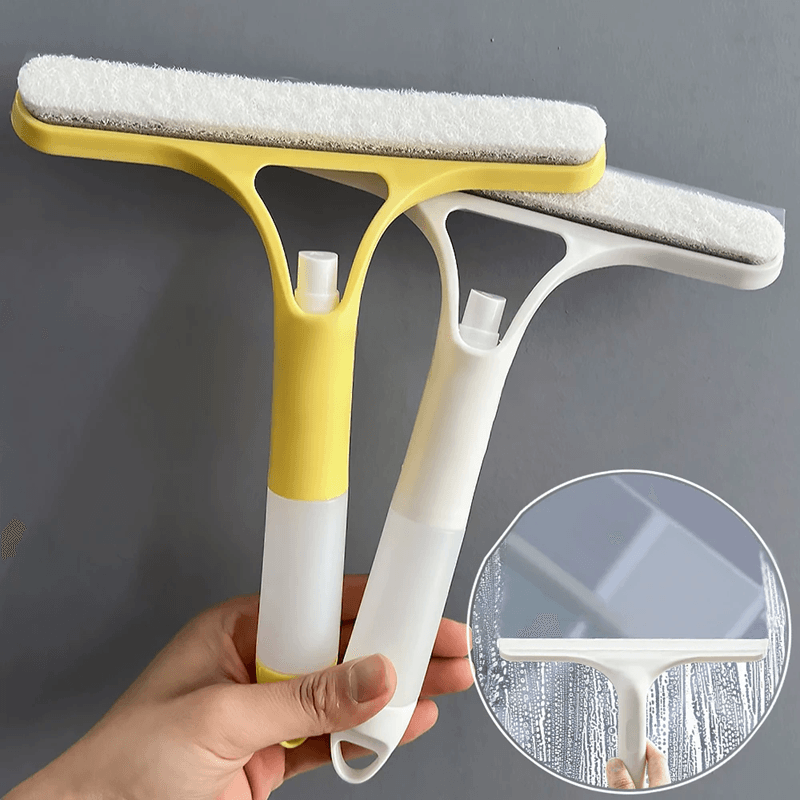 3 in 1 Window Cleaning Squeegee with Spray Bottle and Microfiber Scrubber